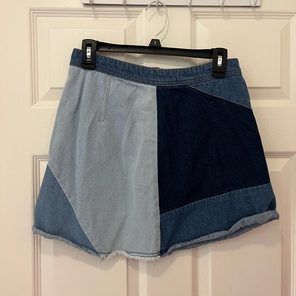 Patchwork Denim Mini Skirt
